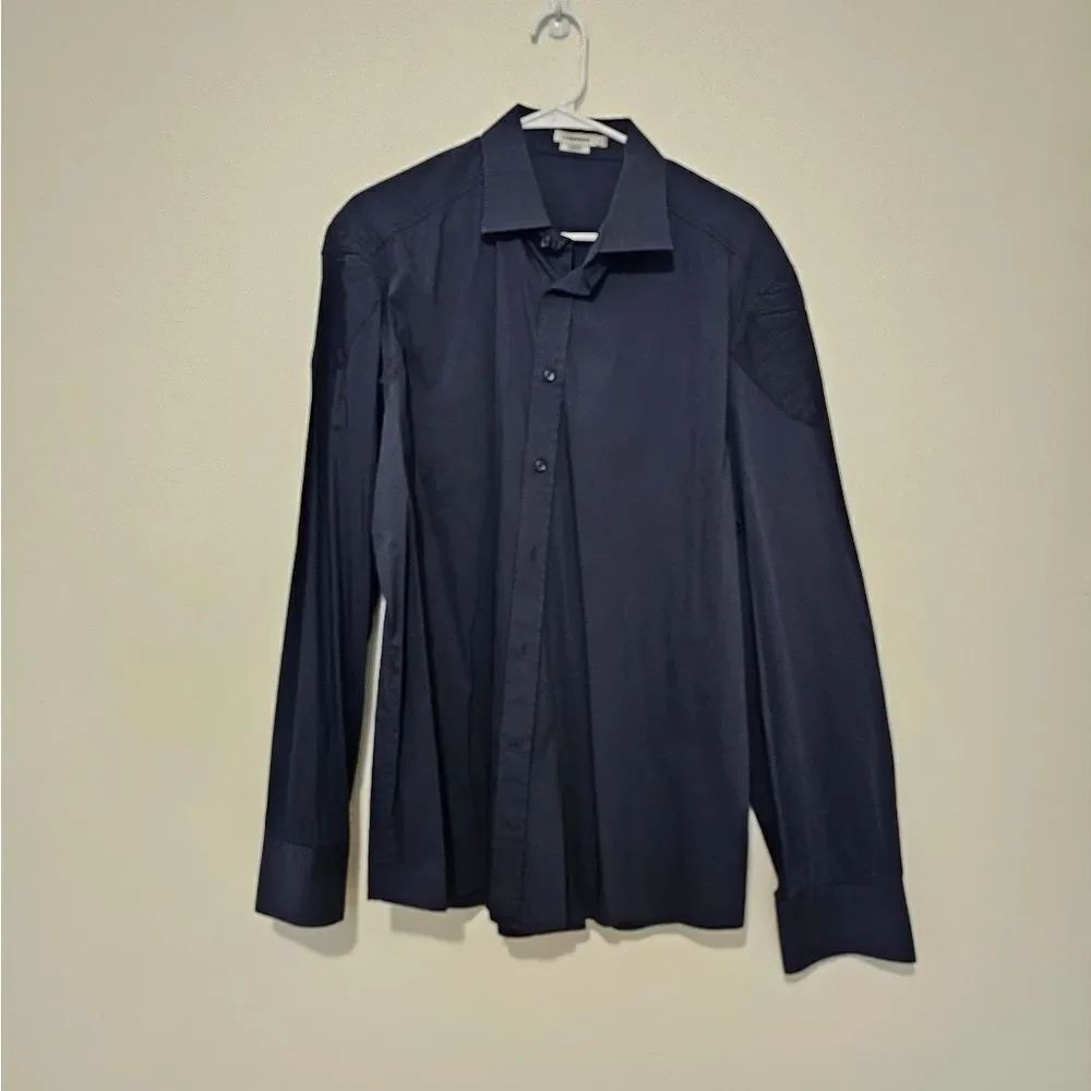 J Lindeberg Dark Blue Button Down Long Sleeve Mens Large